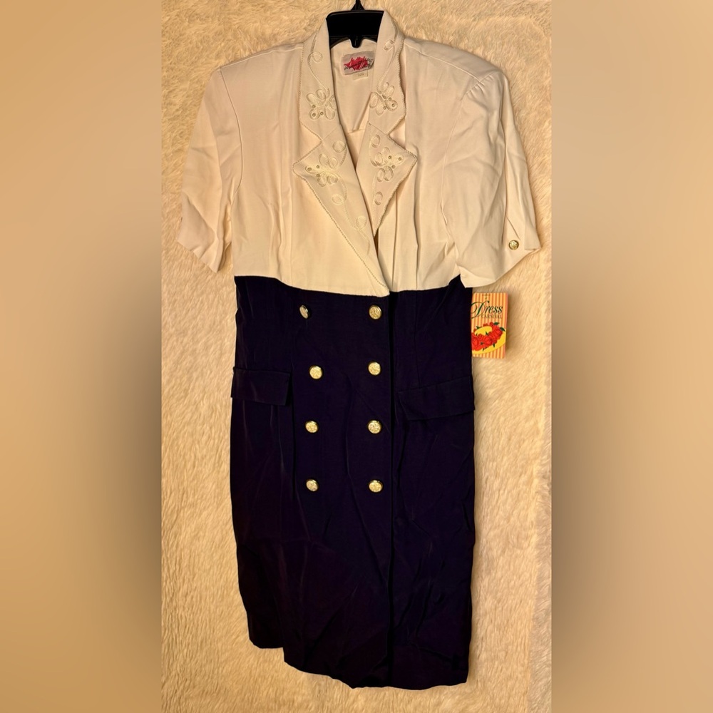 💎 NWT Vintage Carnival Two-Tone Nautical Button Dress